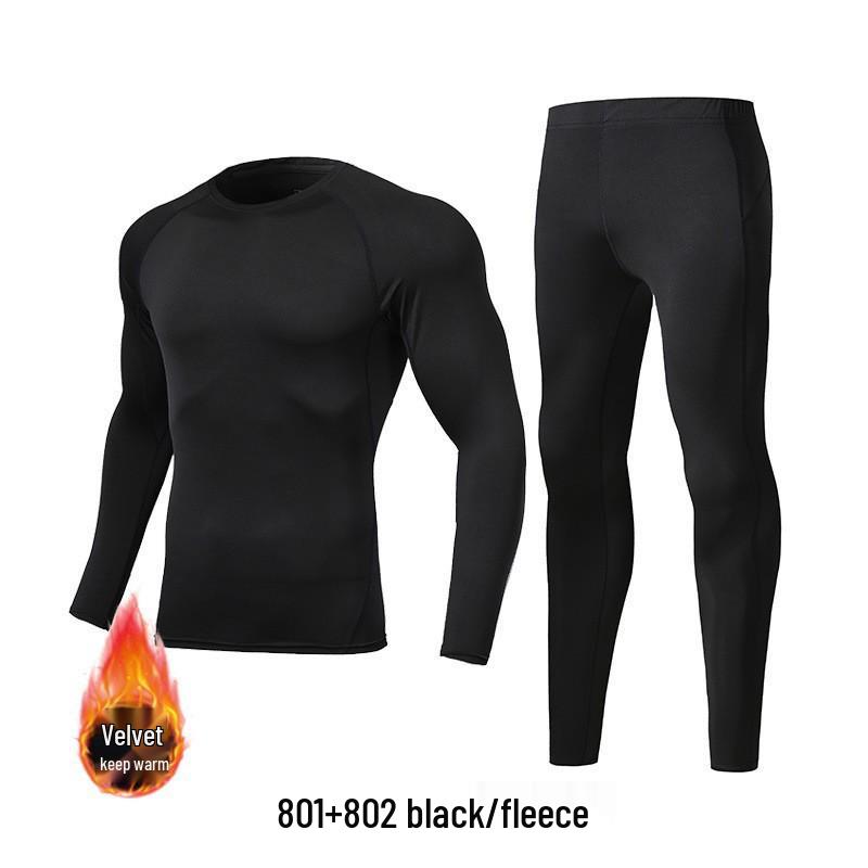 Men's Quick-Drying Elastic Compression Long Sleeve Fleece-Lined Fitness Suit