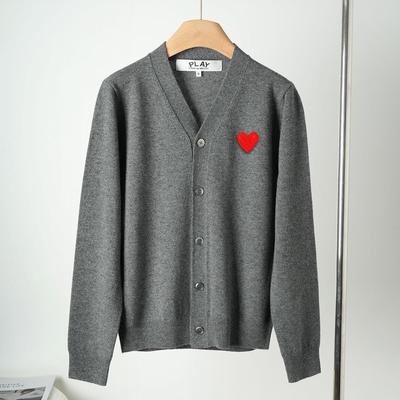 Japanese Heart V-Neck Red Cardigan - 100% Wool, Long Sleeve, Unisex Casual Knit Sweater