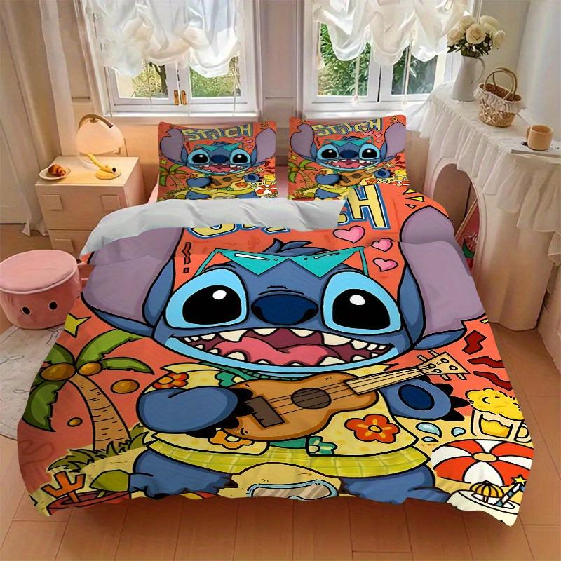 3pcs Stitch Printed Bedding Set, Breathable And Soft, Machine Washable, Christmas Gift, Suitable for Bedroom Decoration, 096