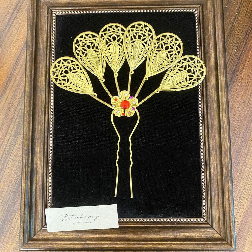 Ancient Thai Hair Sticks Flower U-shaped Hairpin Vintage Thai Metal Leaves Hairpin Women