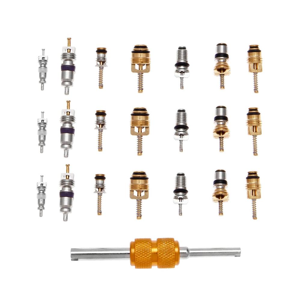 Bowarepro 40PCS Air Conditioner Valve Core Bug Screwdriver Air Valve Wrench Car A/C R12