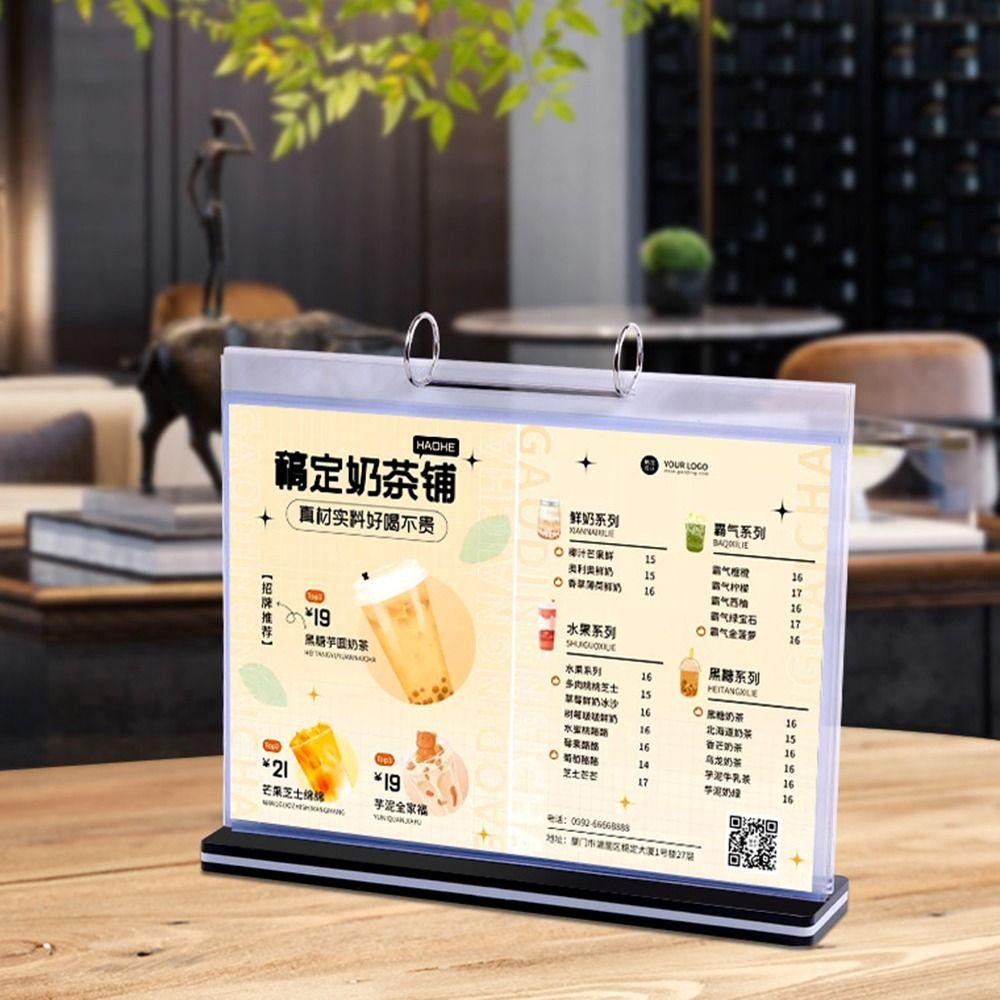 Clear PVC Poster Holder A4/A5 Tabletop Loose-leaf Rack Menu Display Stand Restaurant