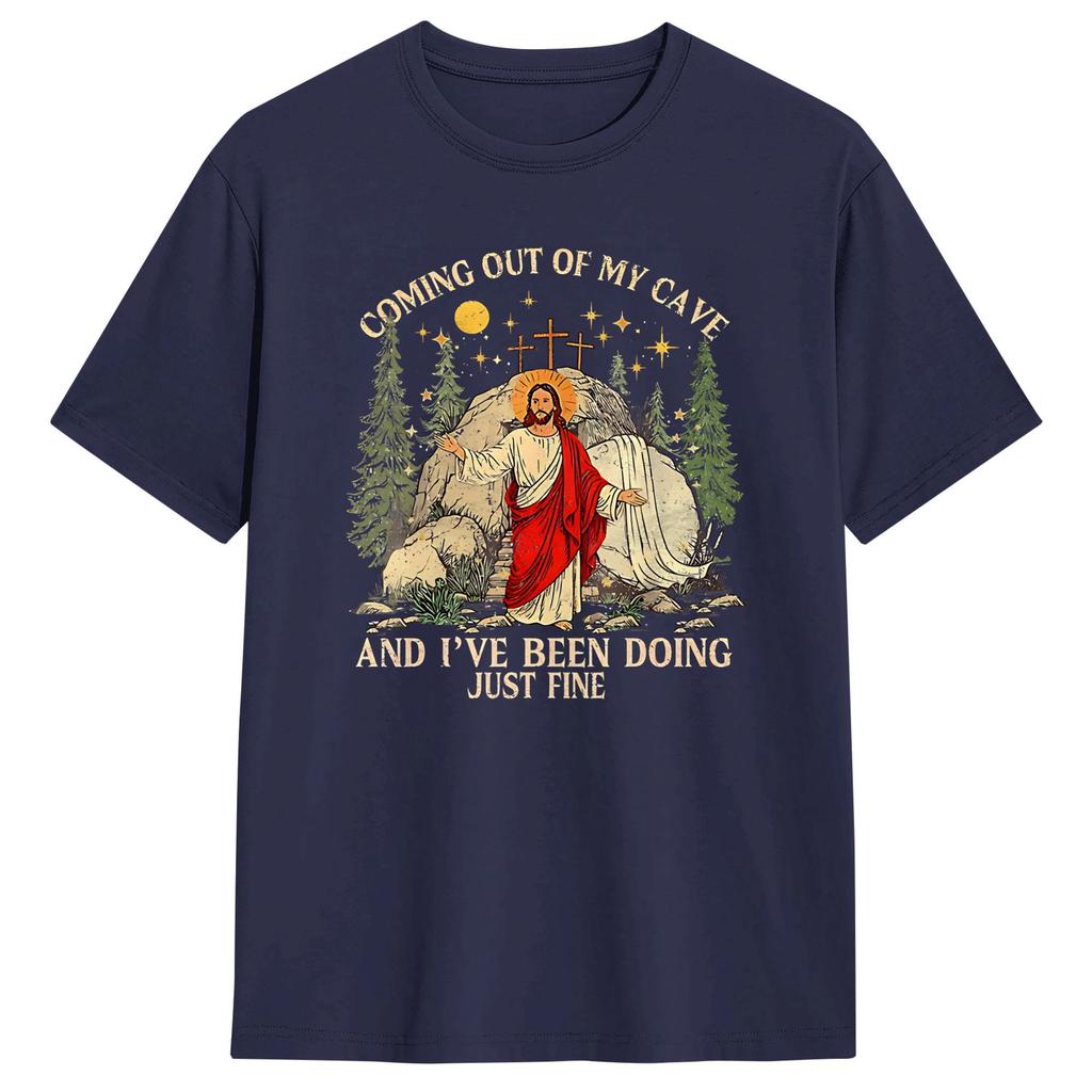 Coming Out of My Cave the Jesus Resurrection EasterTShirt Summer Fashion TShirts Cotton Comfortable Tees ShortSleeved