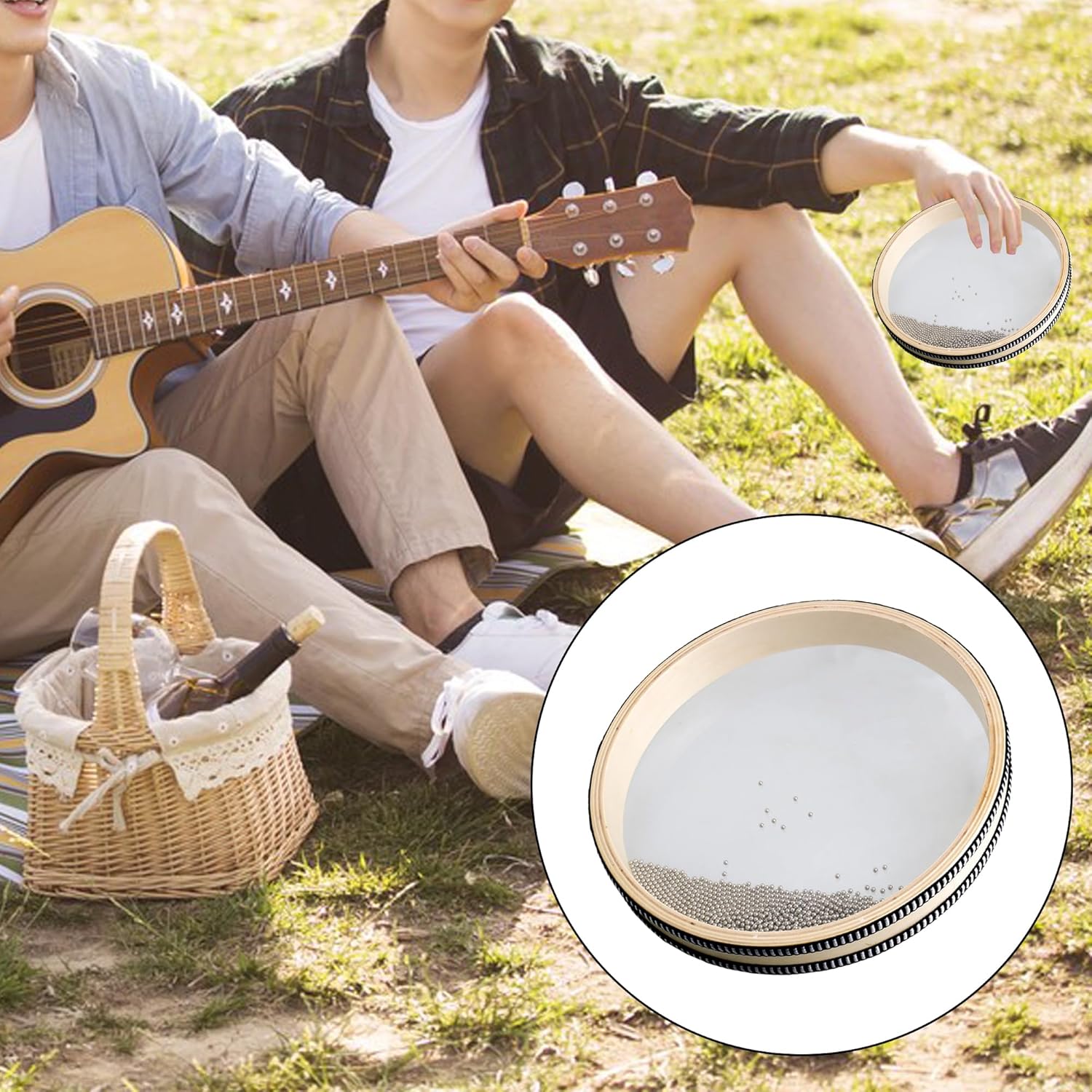 

Yibuy Волна Бусины Океанский Барабан Музыкальный Инструмент Перкуссия Звук Моря Барабан Инструмент 10 дюймов Натуральный Цвет