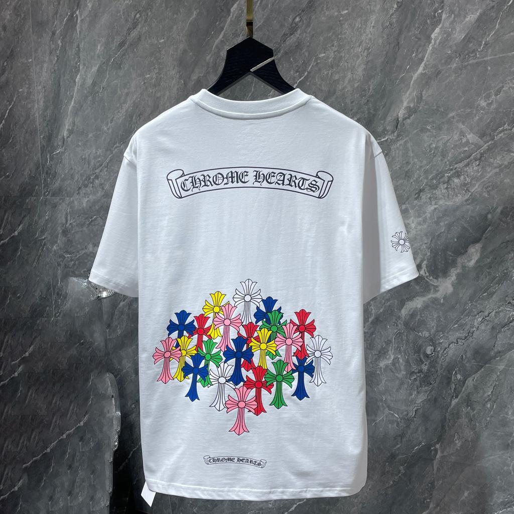 8556 CHROME HEARTS 2026 Summer New High Quality Cotton Round Neck Loose Large Size Men's and Women's T-shirt Couple T-shirt