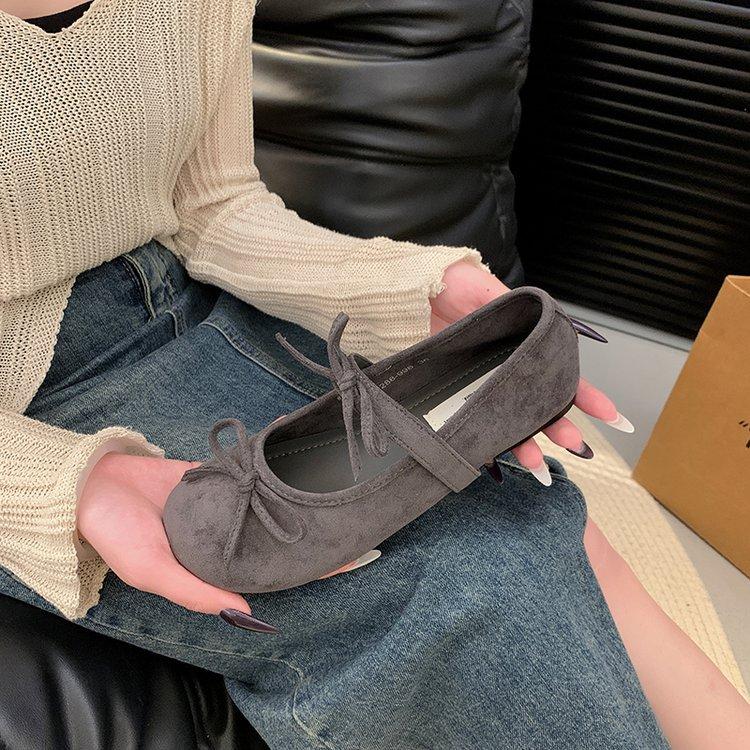 2025 early spring evening wind shoes flat shoes ballet shoes French bow Mary Jane shoes with skirt soft sole single shoes