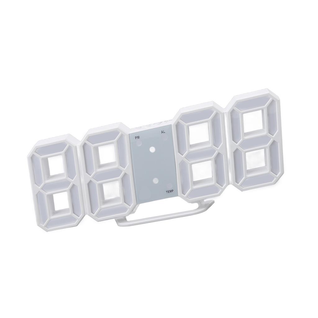 3D LED Digital Clock Time Temperature Display Night Light Alarm Function White 3D Digital Clock for