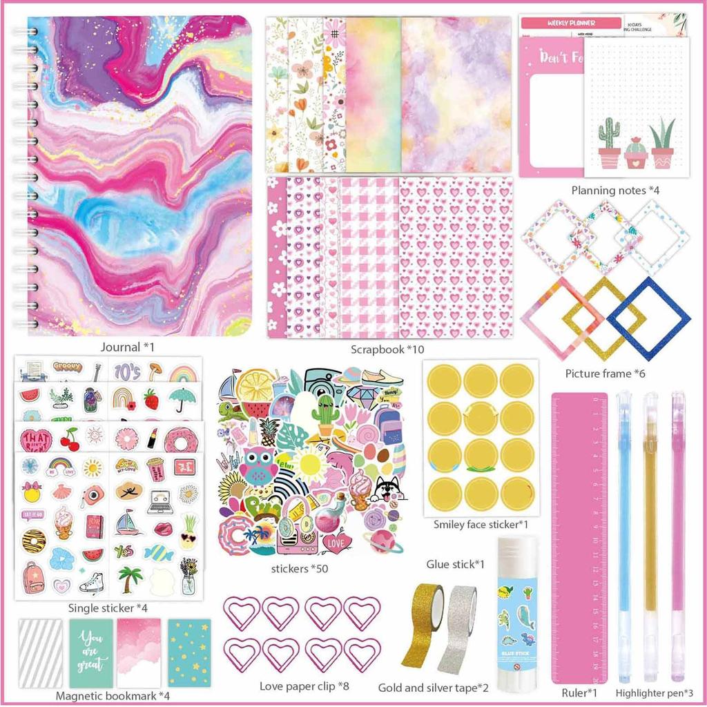 Girls DIY Journal Set - DIY Journal Set For Teen Girls, Stationery Set, Scrapbook And Journal Supplies Set, Journal Art Craft Set1ML