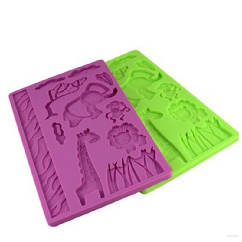 Fondant Cartoon Elephants, Giraffes, Monkeys, Lions Die Animal Silicone Mold