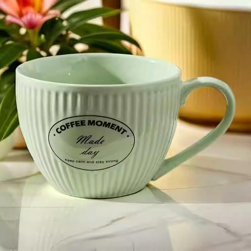 Nordic Style 700ml Large Capacity Ceramic Cups 2025 New Household Creative Letter Water Mugs High Aesthetic Simple Coffee Cup 601-700ml