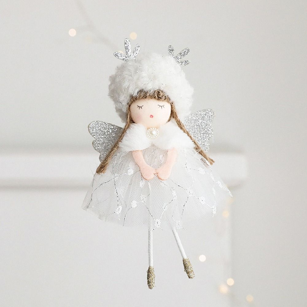 Ručně vyráběný přívěsek Andělská parůží Dívka Kreslená vánoční stromková závěsná dekorace Novoroční dárek