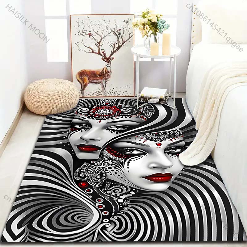 1PC Venetian Mask Print Carpet for Bedroom Living Room Bedside Sofa Floor Mat Modern Home Decor Play Area Rug Large Size
