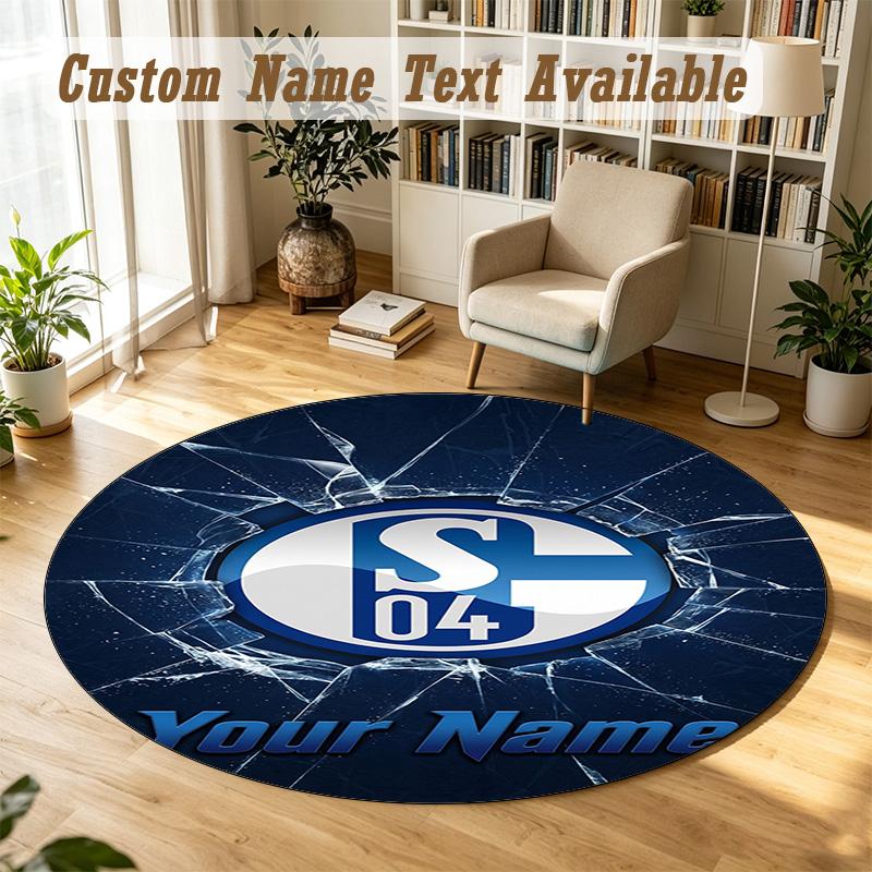 Round Rug Custom NameSchalke 04 FC Pattern Non Slip Carpet Home Floor Decor