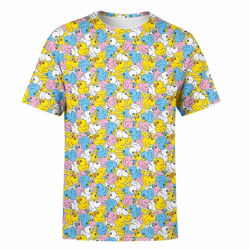Cartoon Little Yellow Duck T-shirt 3D Print T-shirt Men Tshirt Short Sleeve Street Wear O-Neck Top Oversize Fun Tee Tops
