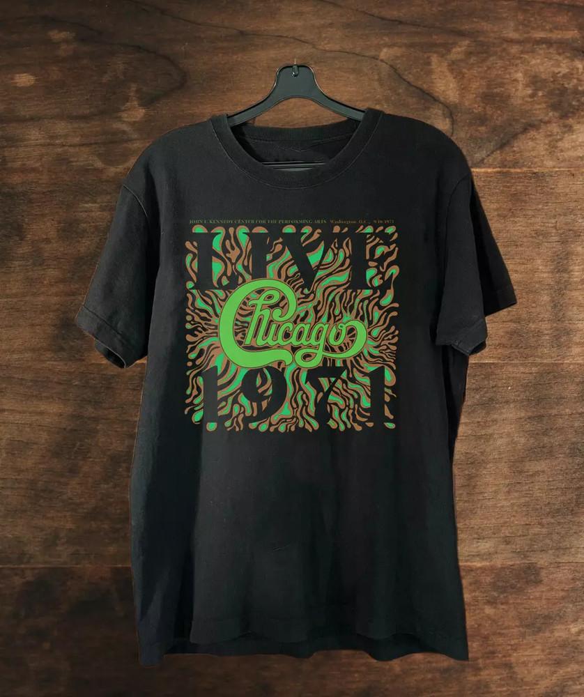 Chicago Band Live 1971 Black Short Sleeve T Shirt Full Size S-5XL Unisex T-Shirt L