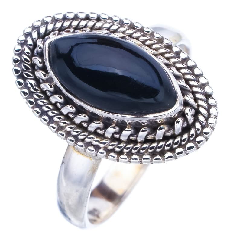 

StarGems® Natural Black Onyx Handmade 925 Sterling Silver Ring 9.25 F1726