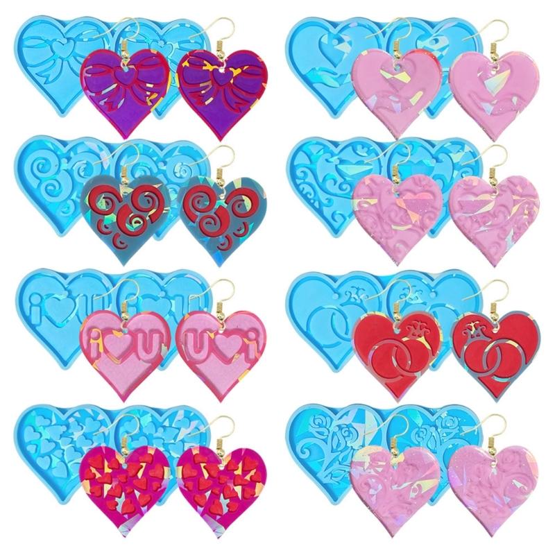 Versatile Resin Casting Mold Necklace Pendant Mold Heart Shape DIY Jewelry Making Molds for Creating Jewelry Keychains