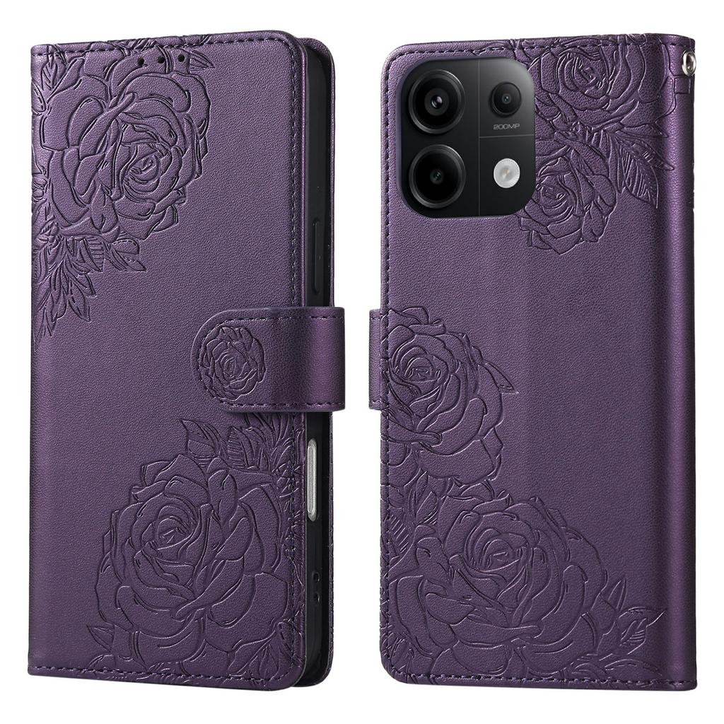 For Xiaomi Redmi Note 13 Pro 5G/Poco X6 5G Case Rose Flower PU Leather Wallet Phone Cover with 3 Card Slots