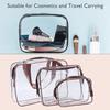 3 Pack Clear PVC Zippered Toiletry Carry Pouch Portable Cosmetic Makeup Bag for Vacation, Bathroom and Organizing