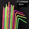 Colored Bendable Plastic Drink Straws, 100 Pieces, Food-Grade PP, Black, Suitable for Soy Milk.