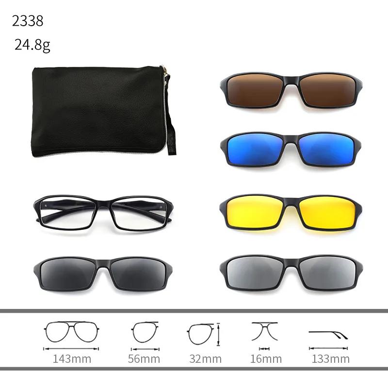 23XXA Gather 6PCS Magnetic Polarized Clip On Sunglasses Women Men Plastic Frame for Night Driving Sunglasses UV400