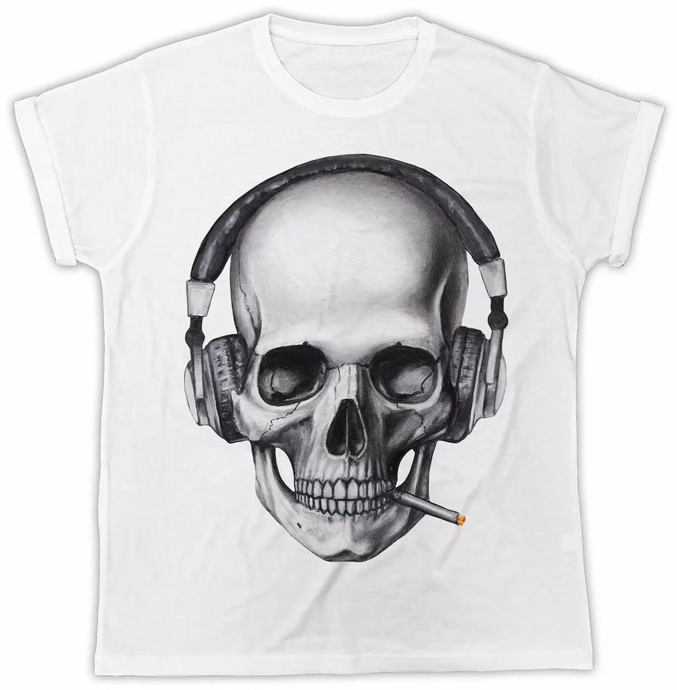 DJ SKULL SMOKING T-Shirt Retro Cool Gift Tee Fashion Designer Music UK Unisex T-Shirt S