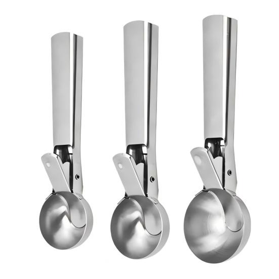 Ice Cream Fruit Scoop, Stainless Steel Ice Cream Scooper with Trigger Non-Slip Handle, Heavy Duty Metal Ice Cream Scoop for Ice Cream Fruit Balls