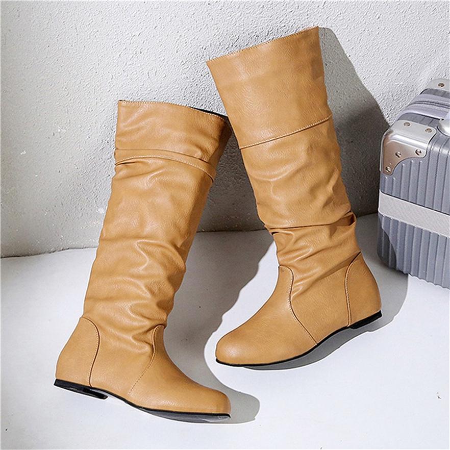Botas plisadas plisadas de color sólido para mujer botas plisadas de alta  gama comprar a buen precio — entrega gratuita, reseñas reales con fotos —  Joom