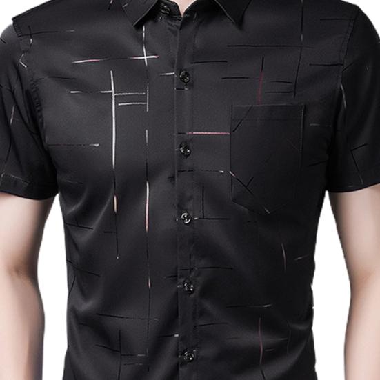 Gesellschaftshemd Heißfolienprägung Knöpfe Herren Reverskragen Oberteil für Party