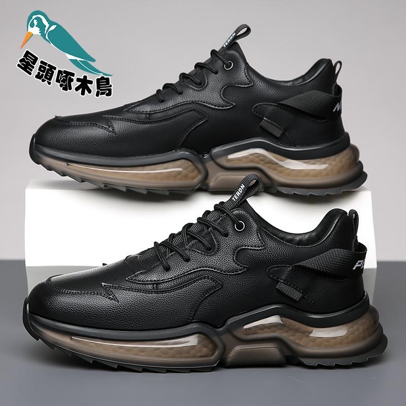 

Star-headed woodpecker men s shoes 2025 new casual sports leather shoes men s soft-soled Korean shoes 44
