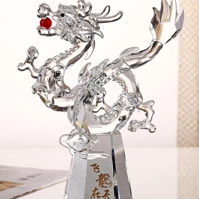 Crystal Flying Dragon Decoration Gift Box Christmas Gifts Living Room Office Desktop Home Decoration  Sculpture Handicrafts