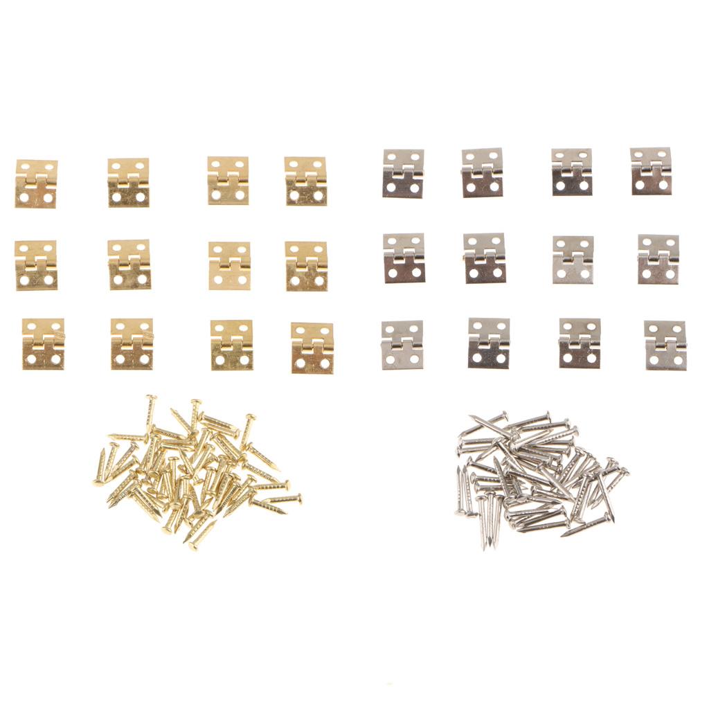 12x Mini Metal Hinge Jewelry Cigar Box Dollhouse Hinges with Screws, 8x10mm