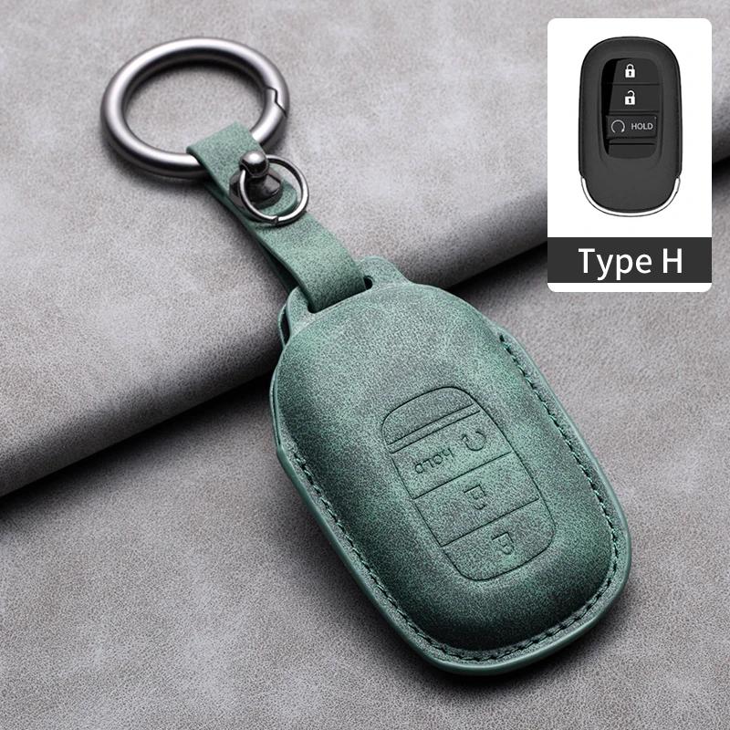 Leather Car Key Case Cover Holder Keychain Protector Shell for Honda Accord EX EXL Civic CRV HRV Pilot Ridgeline 2016 2017 2018