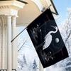 2D Flat - 2D Flat - 1pc 2D Flat, Decorative Flag, New Chinese Ink Style White Heron Full Pattern Flag, Artistic Retro Zen Wall Hanging, Living Room Be