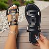 Women's 2026 Summer Plus Size Buckle Flat Sandals - Open-Toe, Lightweight, One-Strap Beach Slippers