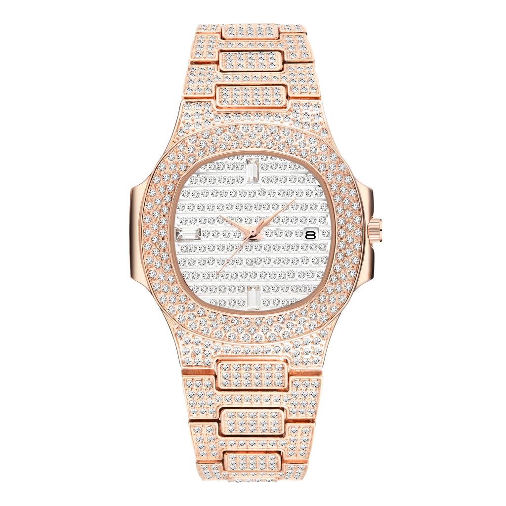 European and American High-end Fashion Calendar Diamond-set Gypsophila Waterproof Quartz Men's Watch