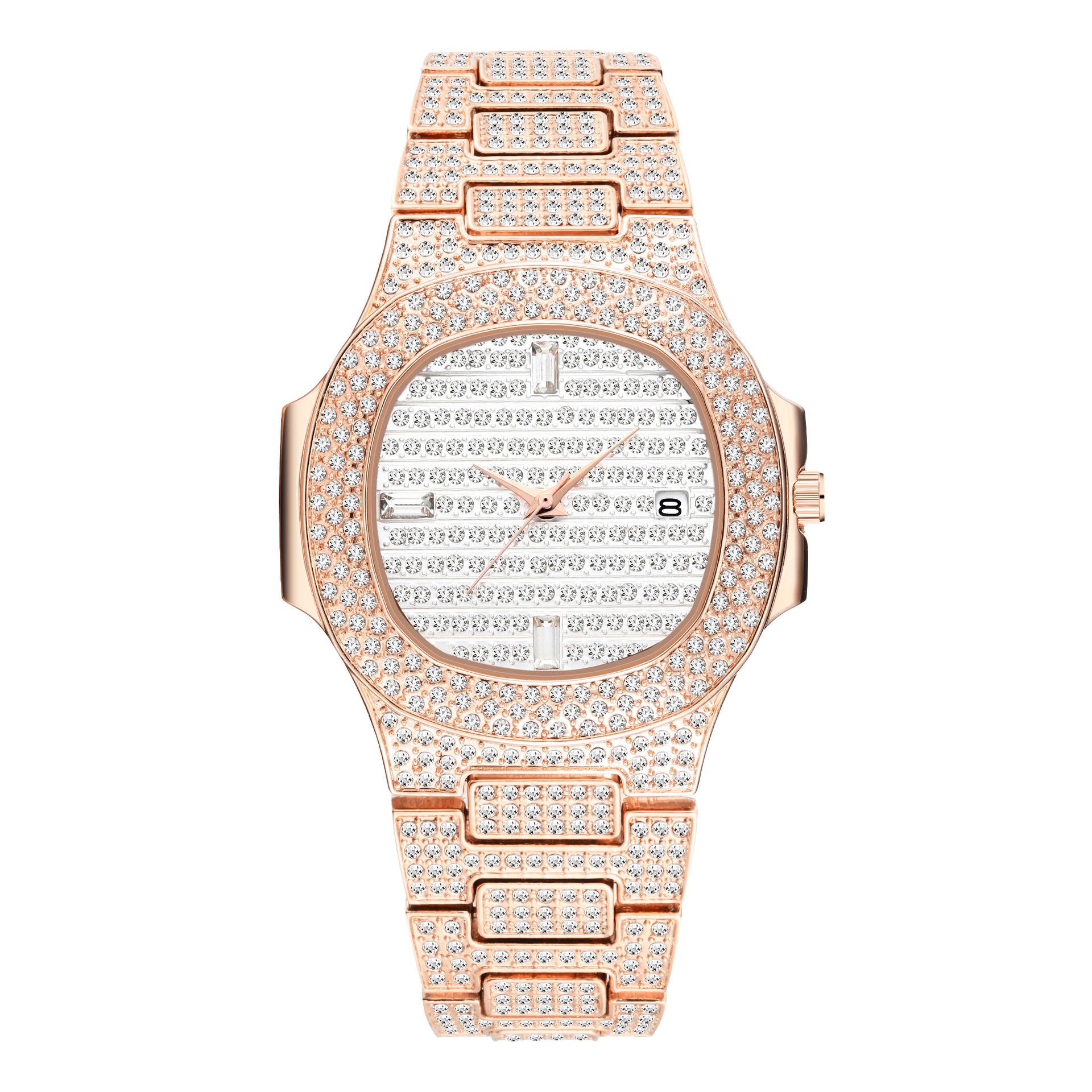 

Европейские и американские модные часы класса люкс с календарем и бриллиантами, водонепроницаемые кварцевые мужские часы Gypsophila