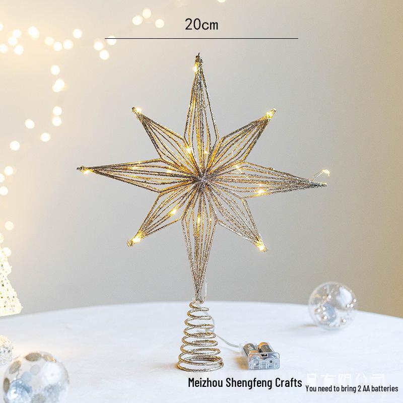 Wrought Iron Luminous Glitter Treetop Star Christmas Decoration