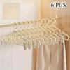 6pcs Clothes Hangers with Clips | Heavy Duty Plastic Closet Organizer Hooks for Laundry and Dorm Wardrobe | Durable Space-Saving