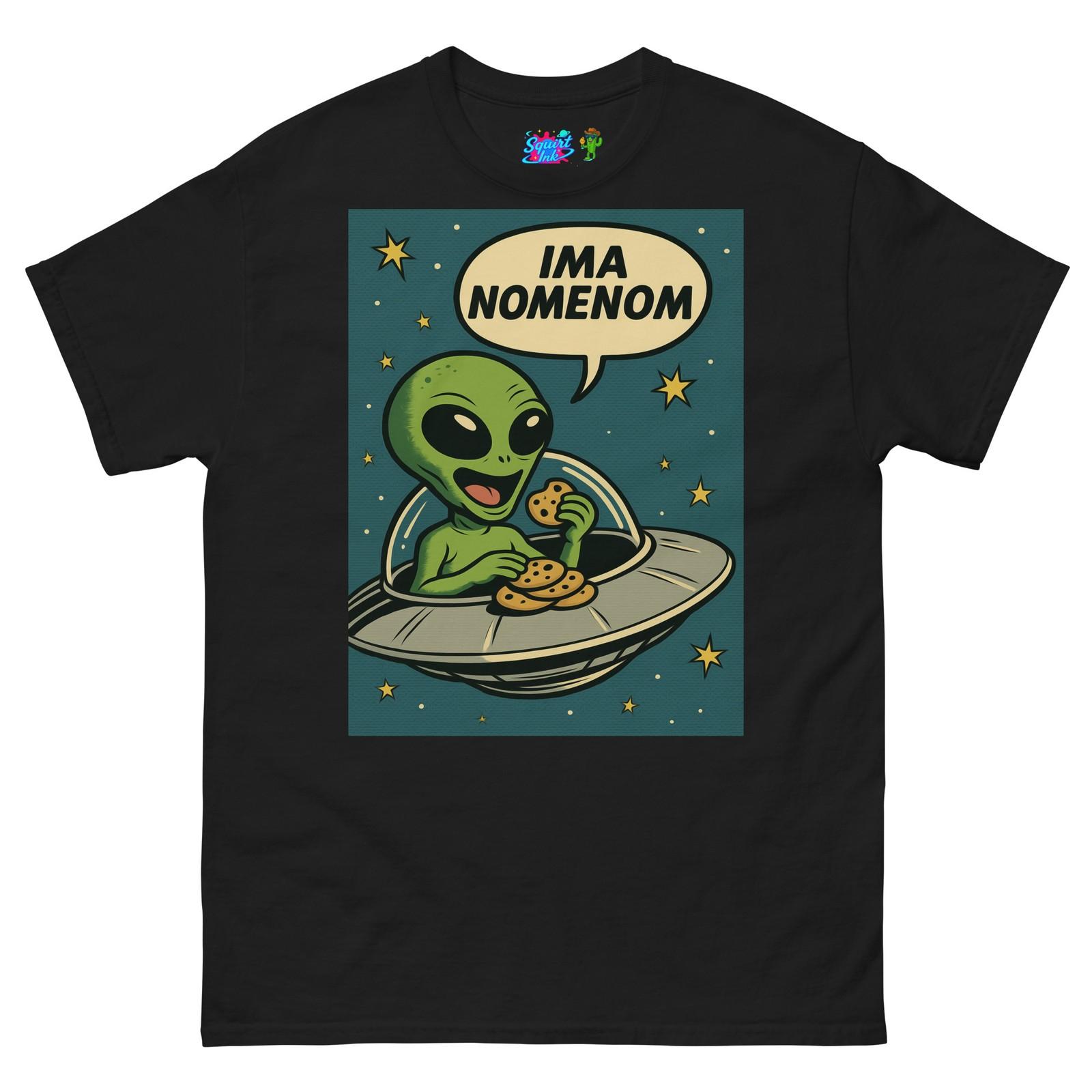 Alien Ship Nom E Nom Pop Art T Shirt Mens Womens Tees Top 3XL
