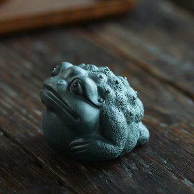 Fialový hliněný čajový mazlíček, figurka ropuchy pro štěstí, bohatství, feng shui ozdoby, ručně vyráběné čínské čajové soupravy kung-fu, umělecké dekorace, dárky