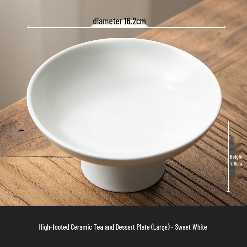 Wuhe High-Foot Ceramic Chinese Tea Snack Plate