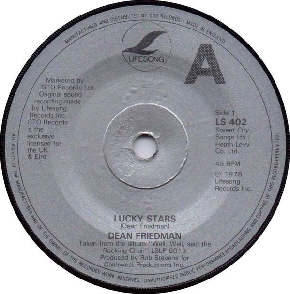 7inch Record DEAN FRIEDMAN - Lucky Stars LS402 Lifesong 1978 UK & Irela Rock Used