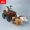 Set  MOC Bricks Cow Cattle Cart Oxen Town Farm House Assembled Building Blocks Accessories Children's Toys