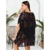 Plus Size Women's Sexy Lace Hollow Out See Through V-Neck Split Beach Dress Cover-ups