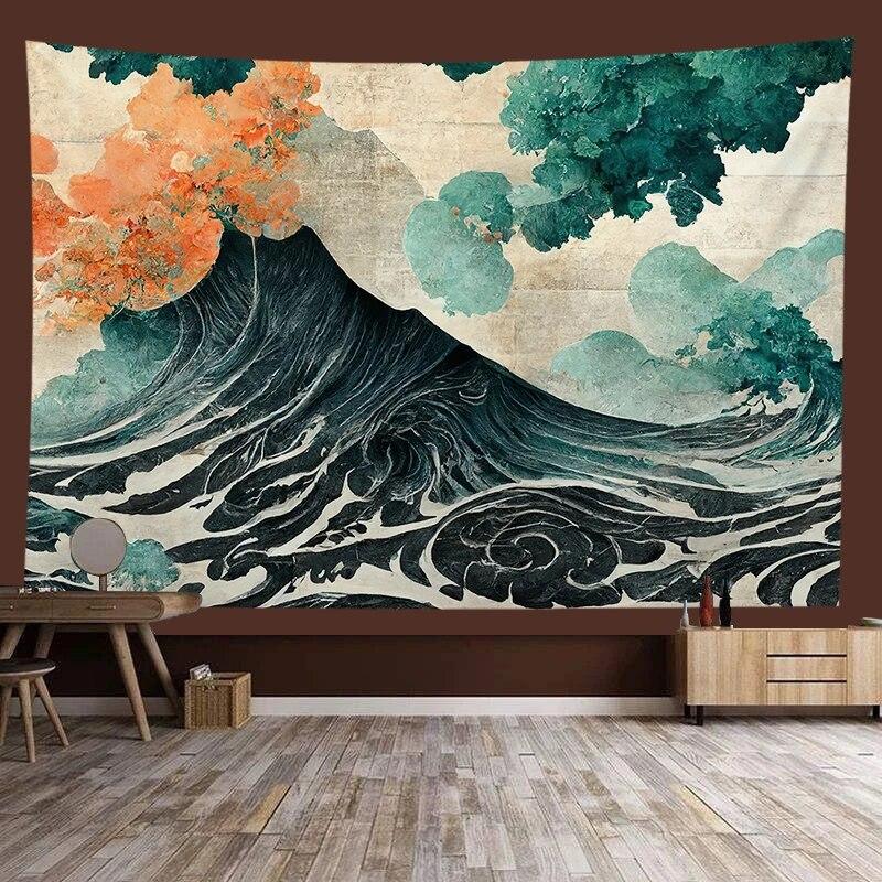 Chinese style landscape painting background tapestry room decoration wall background cloth living room home decoration