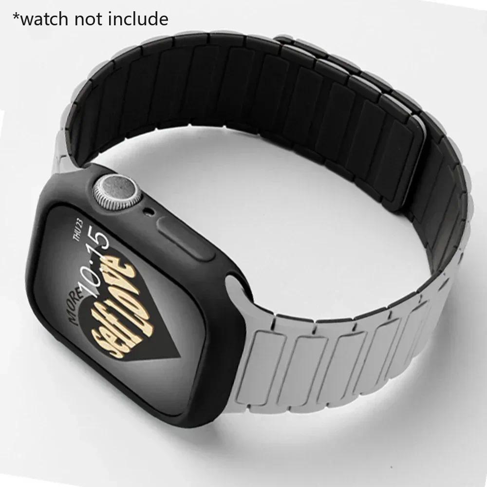 

Ремешок+Чехол для Apple Watch Band Ultra 49мм 46мм 44мм 40мм 45мм 41мм Мягкий силиконовый браслет для IWatch Series 6 SE 7 8 9 10 11 Чехол For Series6SE54 40mm