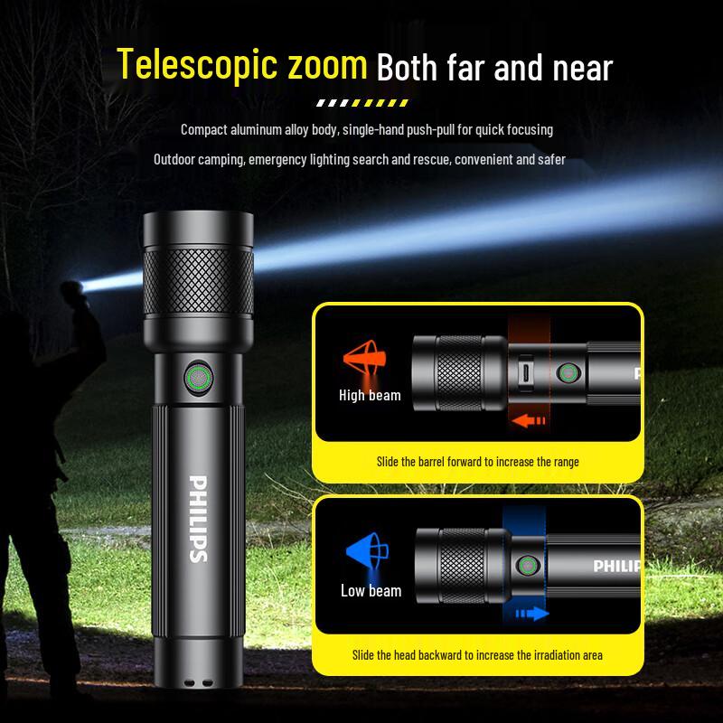 Philips SFL2247 High-Power USB-C Rechargeable Flashlight