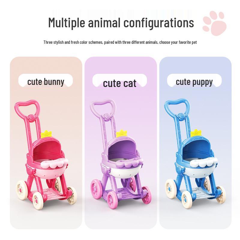 Children's Role-Playing Pet Stroller: Walking and Barking Electric Plush Doll