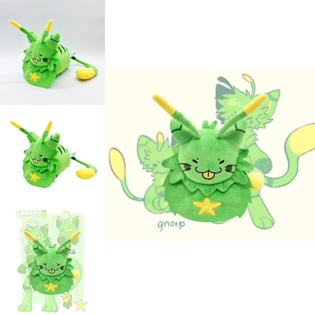 New Gnarpy Discovers The Internet Green Cat Robot Plush Toy Doll For Kids